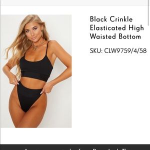 Black Pretty Little Thing Crinkle High Cut Bottoms